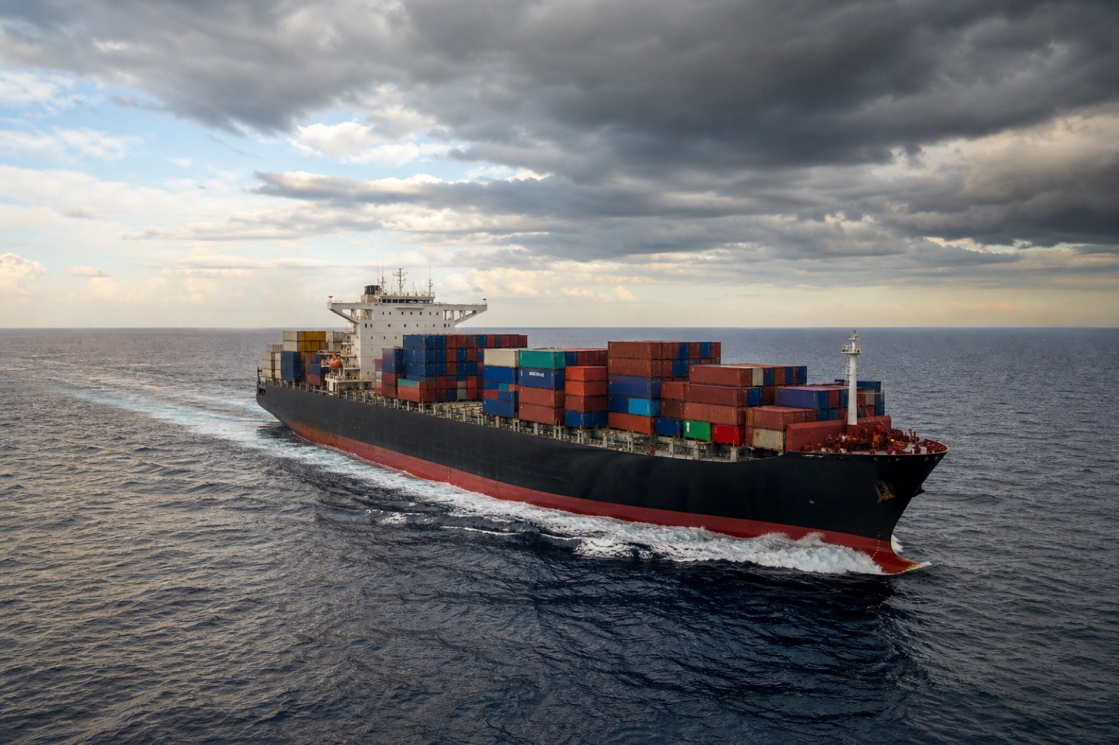 Container ship at sea