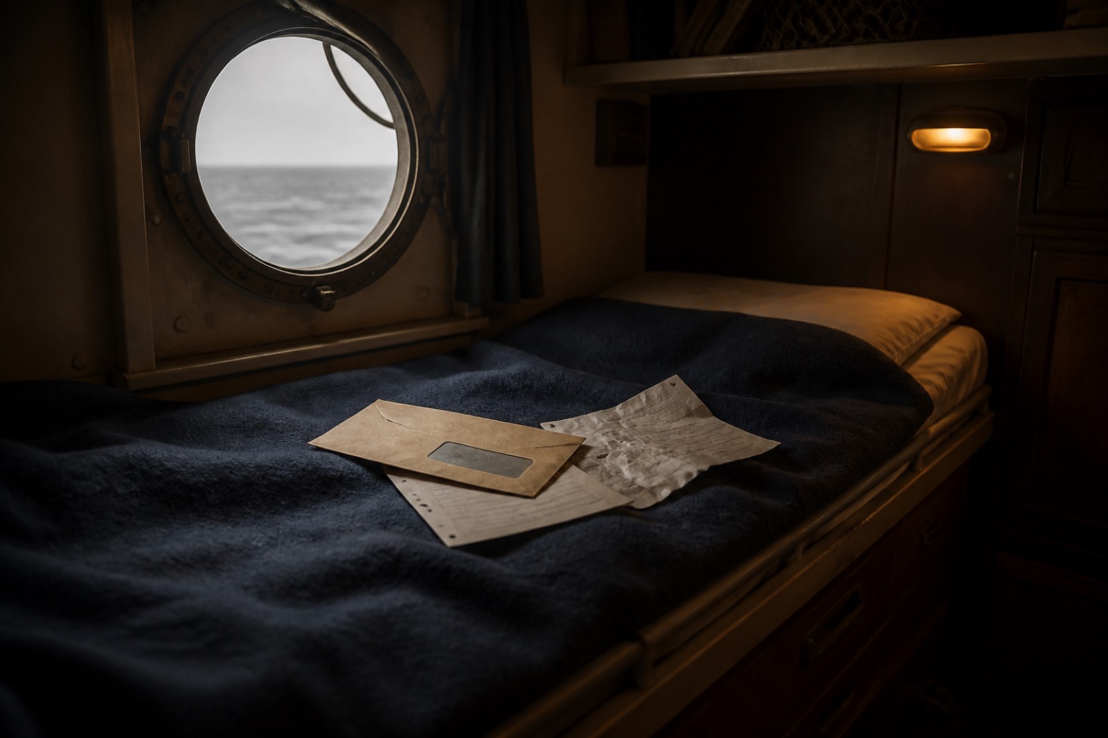 Tax letters catching up with a seafarer in a ship’s cabin